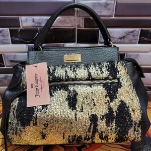 Juicy Couture Black and Gold Azaria Medium Satchel NWT
